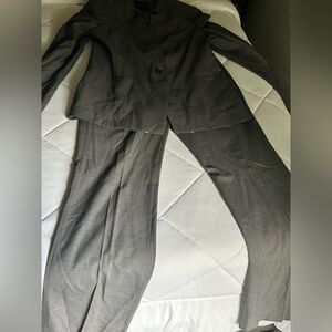Banana Republic Gray Checkered Suit